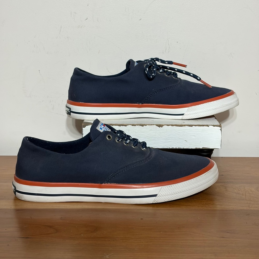 Sperry Crest Vibe Navy Blue Orange Canvas Sneakers STS81703 Womens 7.5 M